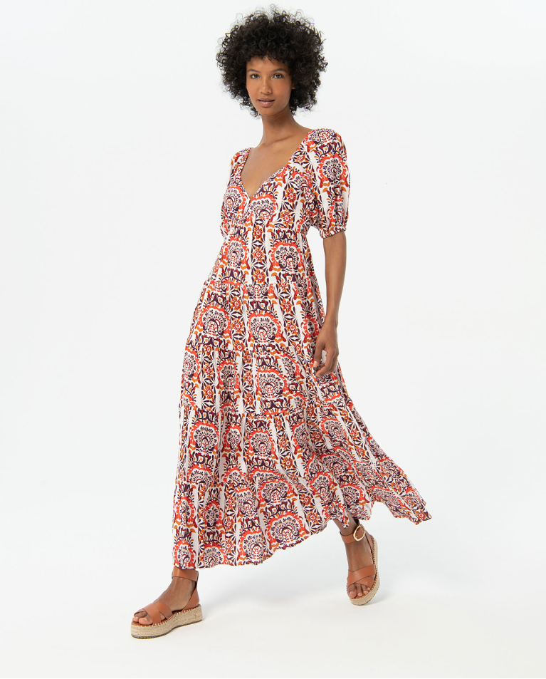 Surkana long printed puff sleeve dress 524TAON728