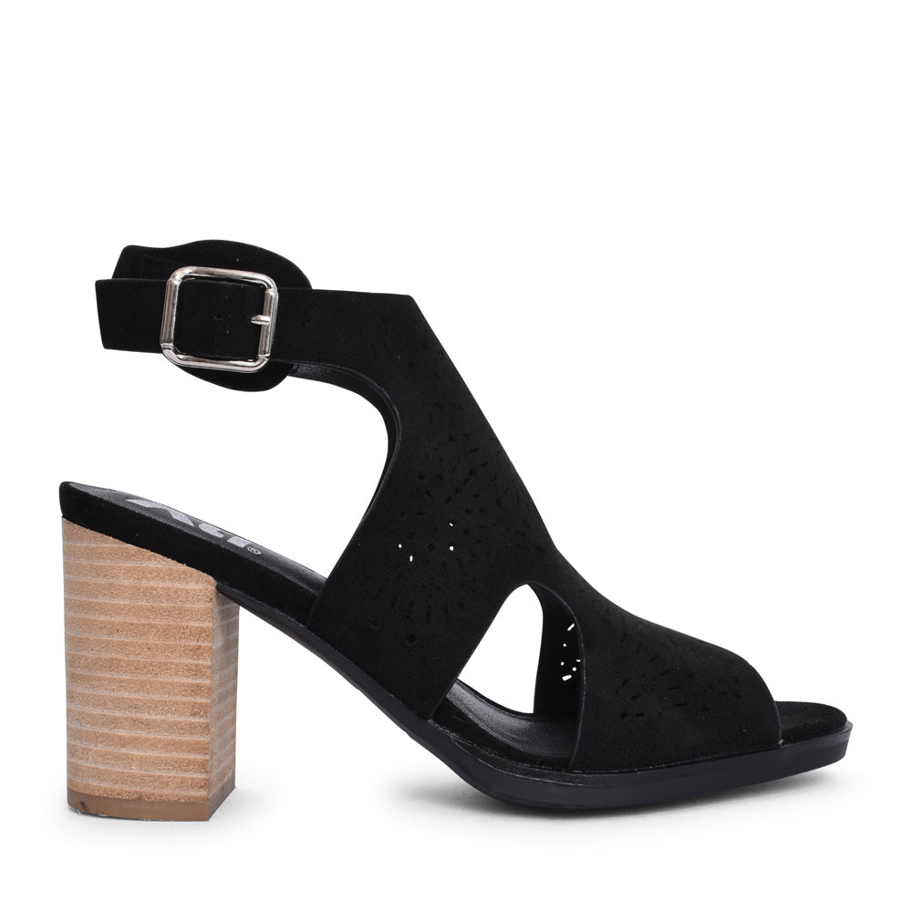 Xti black lasercut shoe 141098