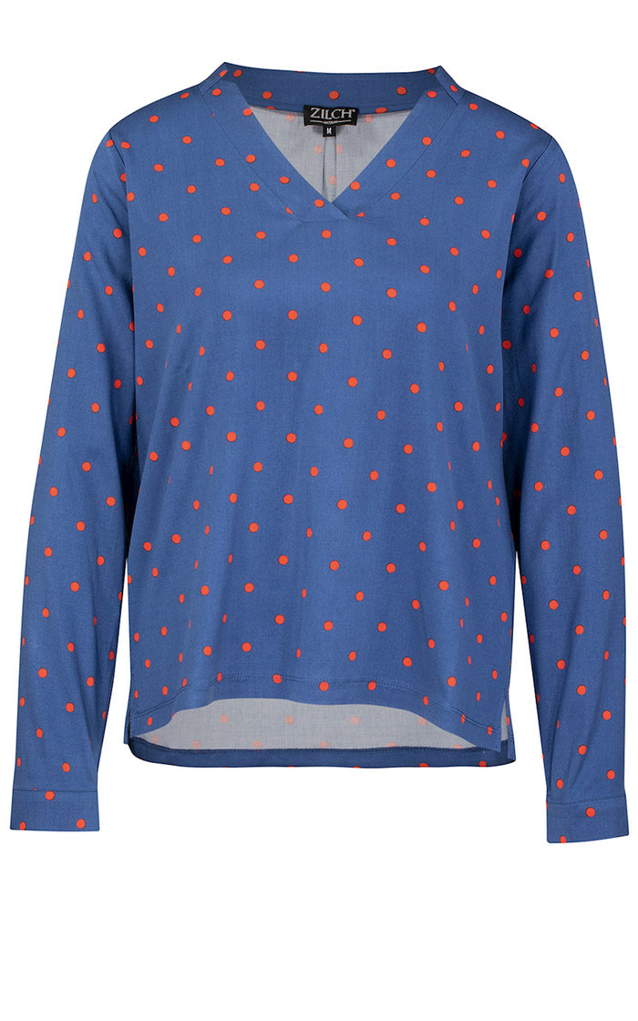 Zilch v neck top polkadot azure 22VIS10.98W
