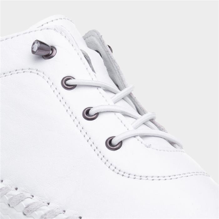 Lunar St Ives White Leather Plimsole FLE030