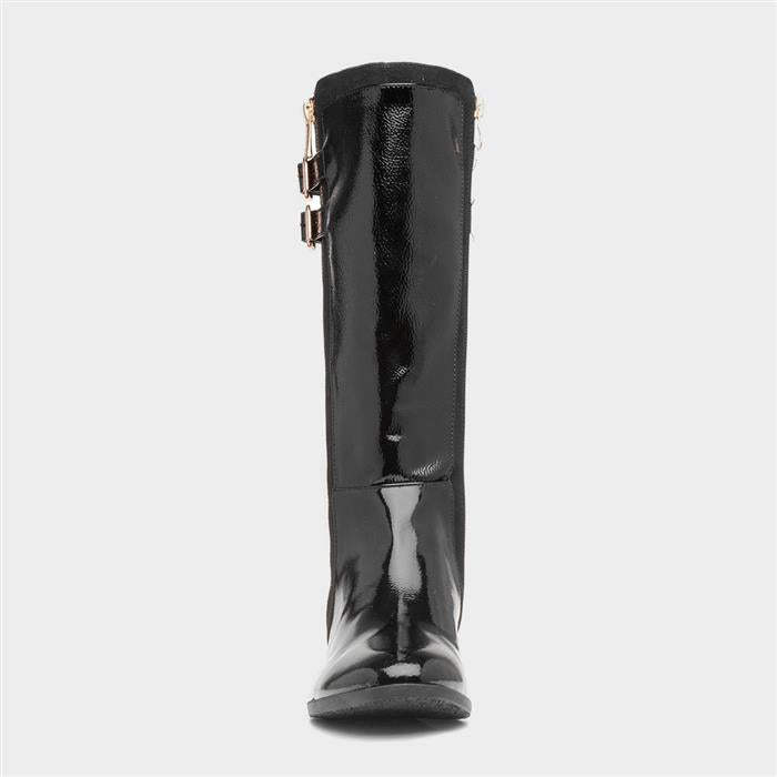 Lotus Louella black patent long boot ULB308