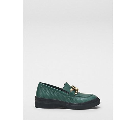 Adesso Marlowe Petrol Chunky Leather Loafer  with chain detail A7018 223
