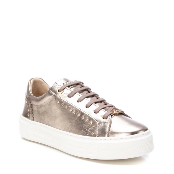 Carmela Bronze Leather Studded Platform Trainers