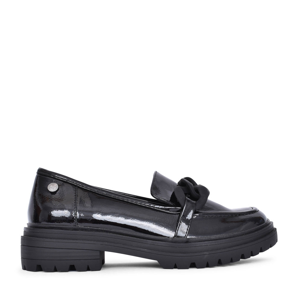 XTI Black Loafers 140379 Slip On Patent