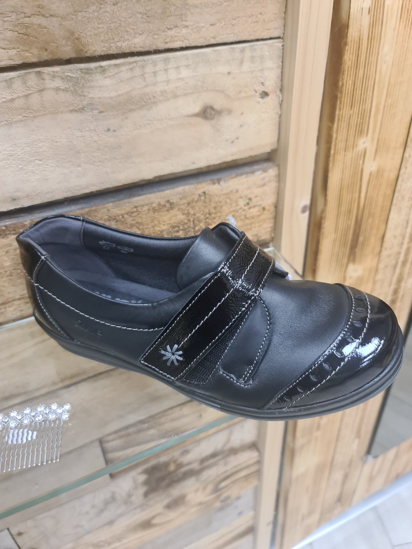 Footsoft Florida Black Patent Shoe