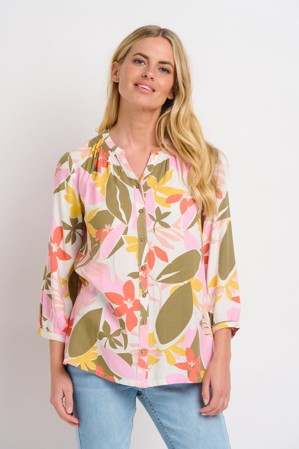 Brakeburn Tropical palm blouse 010135