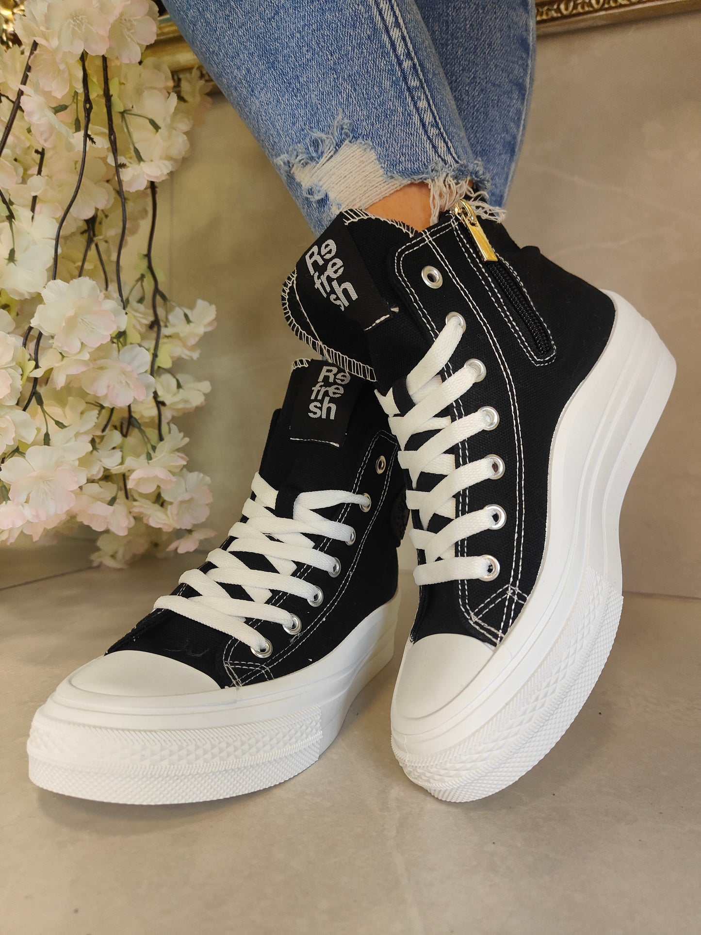 Refresh Black canvas hightop 170676