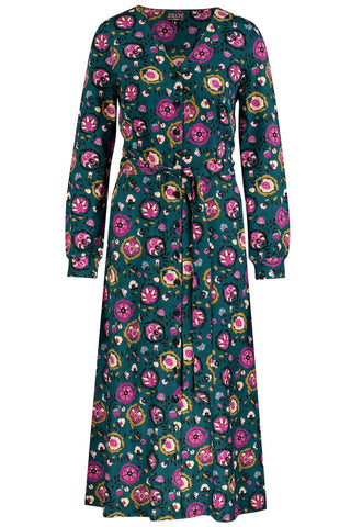 Zilch Dress Buttons Floral Pine 22EVI40.241P