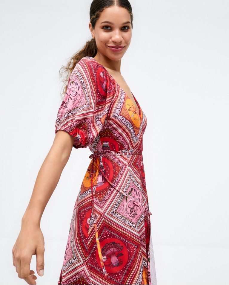 Surkana red print long dress 513SOGO721