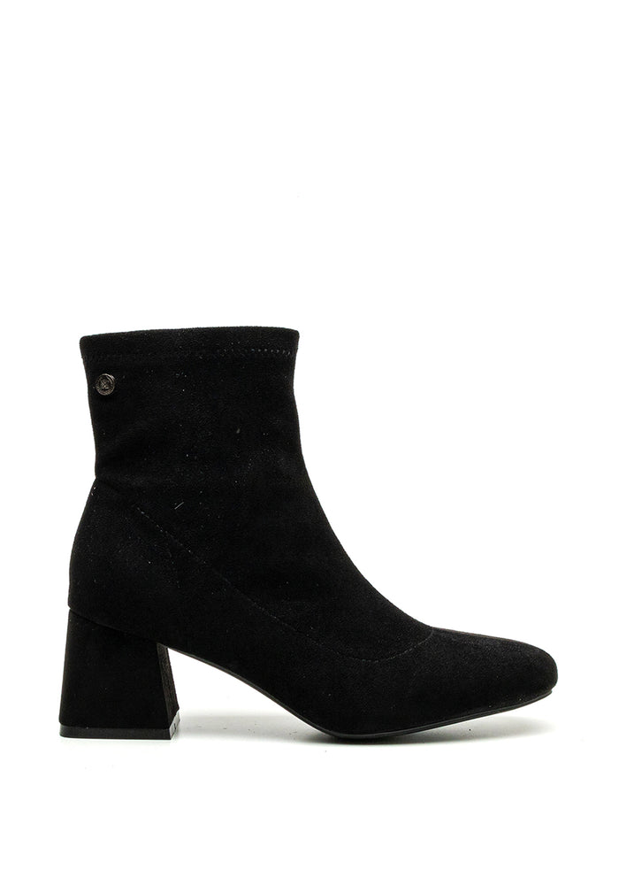 Xti Faux Suede Block Heel Boot, Black 140487